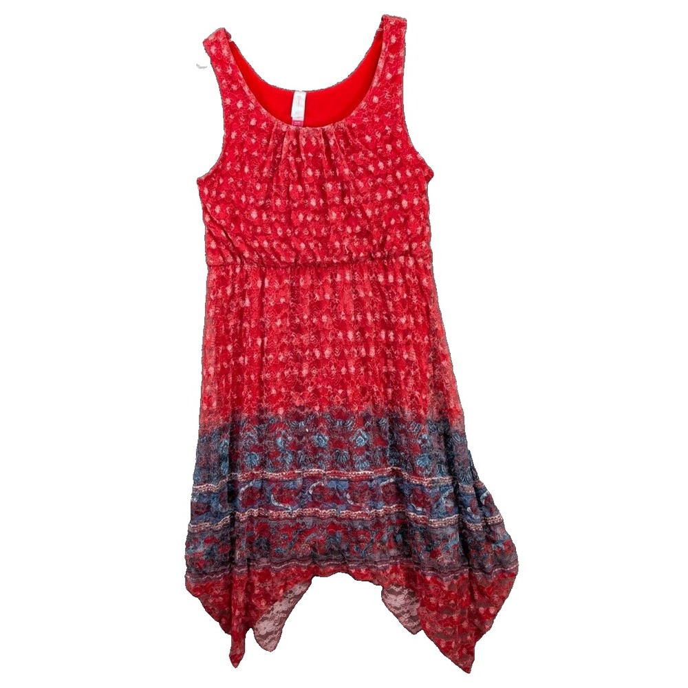 No Boundaries Juniors Sleeveless Hanky Asymmetric Hem Dress Size XL‎ (15-17) Red